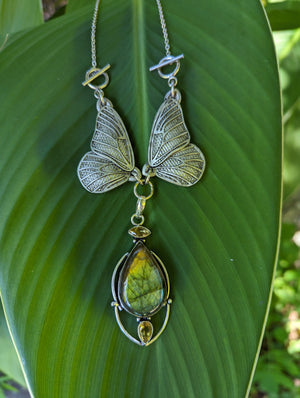 Adjustable Green Labradorite and Citrine Butterfly Necklace