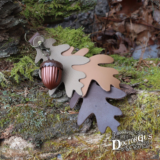 Oak Leaf & Acorn Bell Charm – Brown