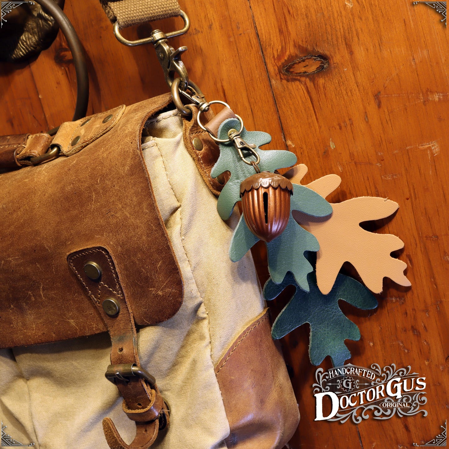 Oak Leaf & Acorn Bell Charm – Green