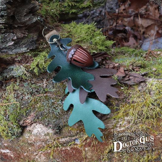 Oak Leaf & Acorn Bell Charm – Green