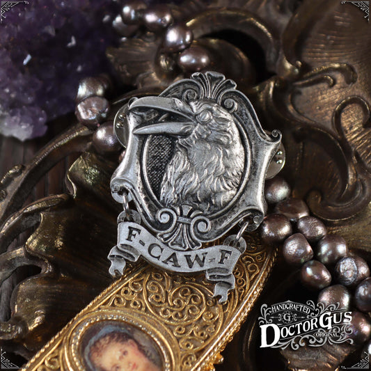F-CAW-F – Handcrafted Pewter Crow Lapel Pin | Rogues Gallery Collection by Doctor Gus Designs