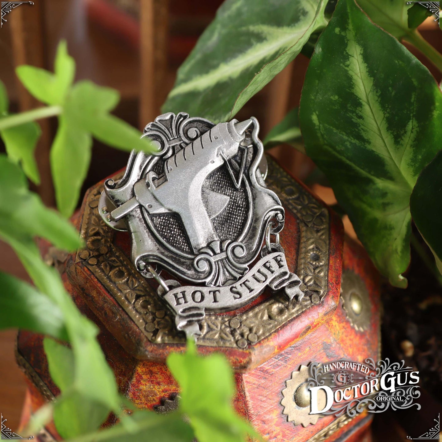 Hot Stuff – Handcrafted Pewter Hot Glue Gun Lapel Pin | Rogues Gallery by Doctor Gus Designs