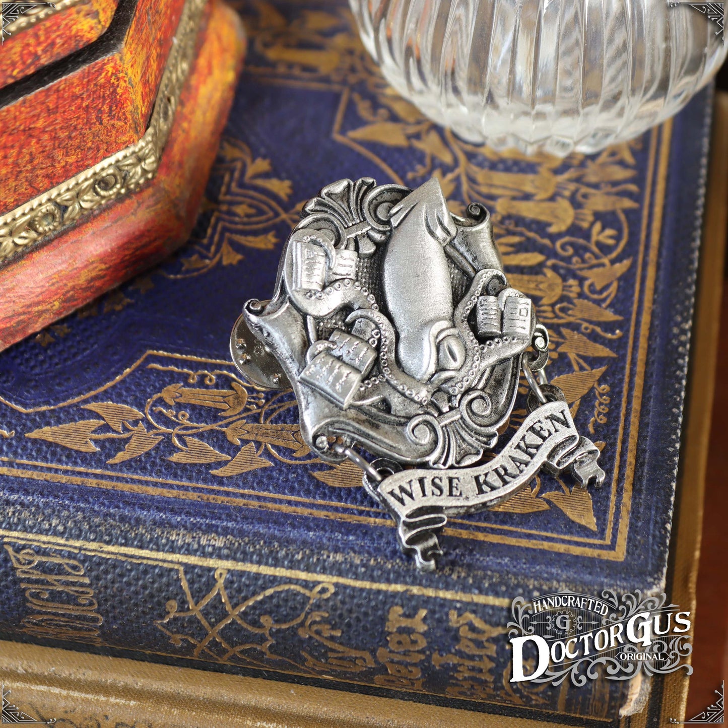 Wise Kraken – Handcrafted Pewter Squid Lapel Pin | Rogues Gallery by Doctor Gus Designs