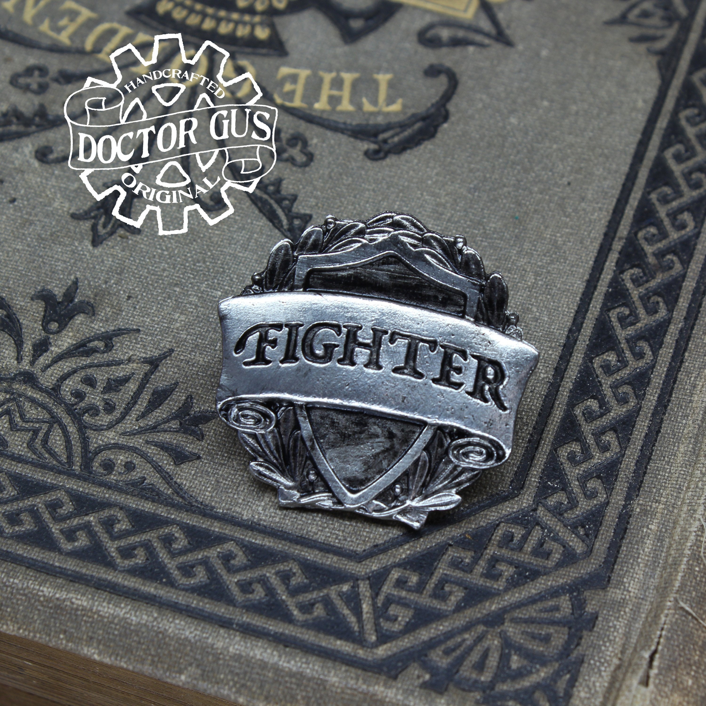 Rpg Class Pin Fighter Badge - RPG Character Class Pin – Doctor Gus Designs