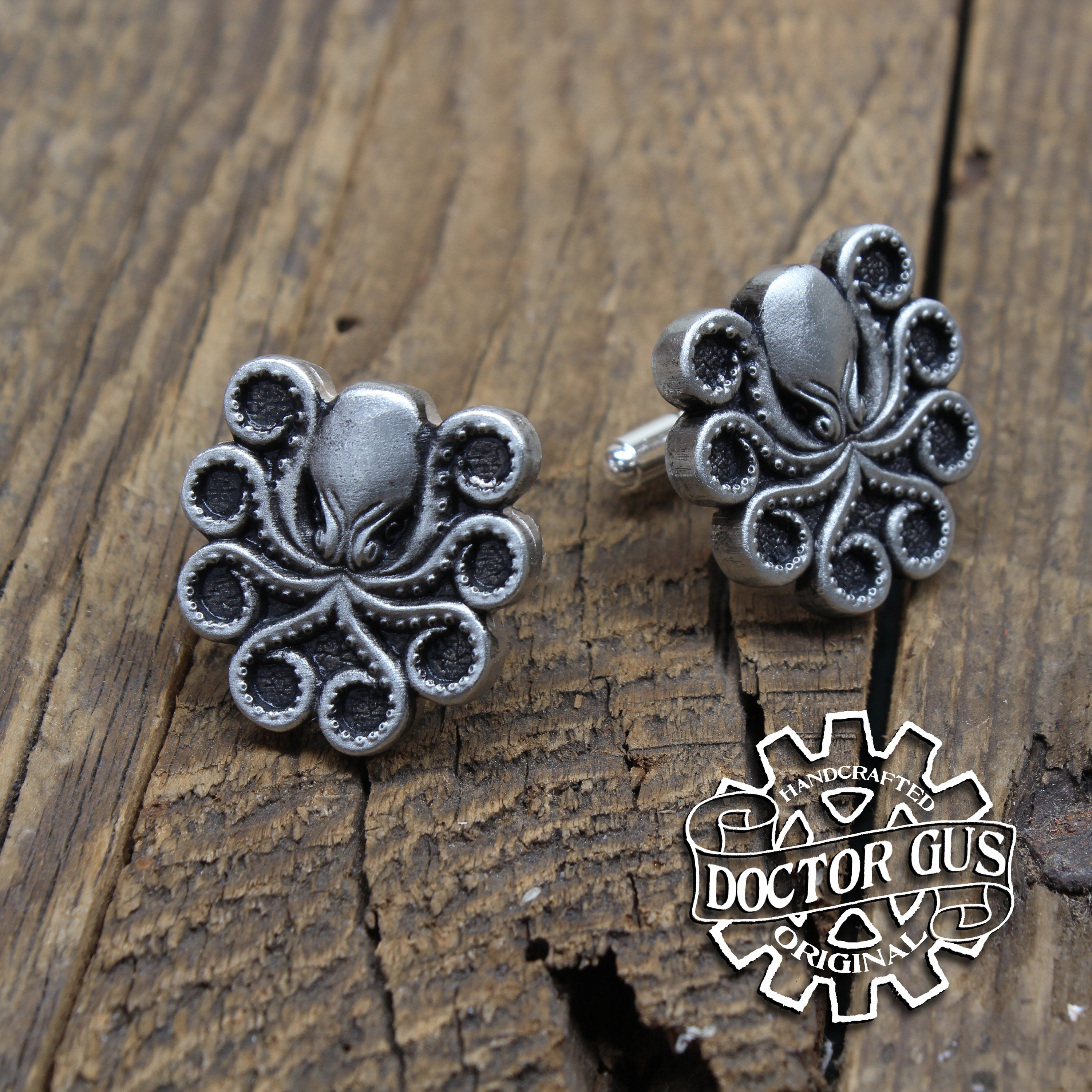 Octopus Cuff Links - Tentacle Cephalopod Accessories by Doctor Gus - Suit and Tie - Men's Gifts - Cthulhu Lovecraft Steampunk Wedding Groom