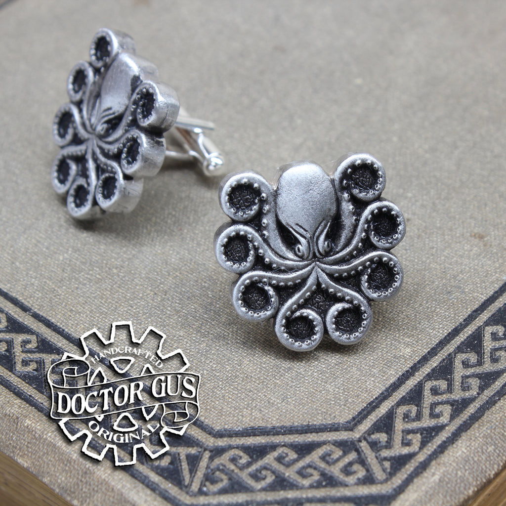 Octopus Cuff Links - Tentacle Cephalopod Accessories by Doctor Gus - Suit and Tie - Men's Gifts - Cthulhu Lovecraft Steampunk Wedding Groom